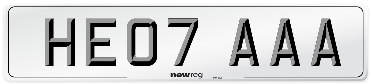HE07 AAA Number Plate from New Reg